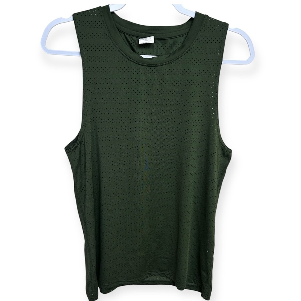 ZYIA Striped Mesh Dark Green Tank Top
